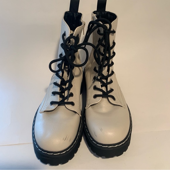 Sincerely Jules Boots Women’s Harley Platform Combat Cream Leather Size 8.5 - Picture 11 of 13